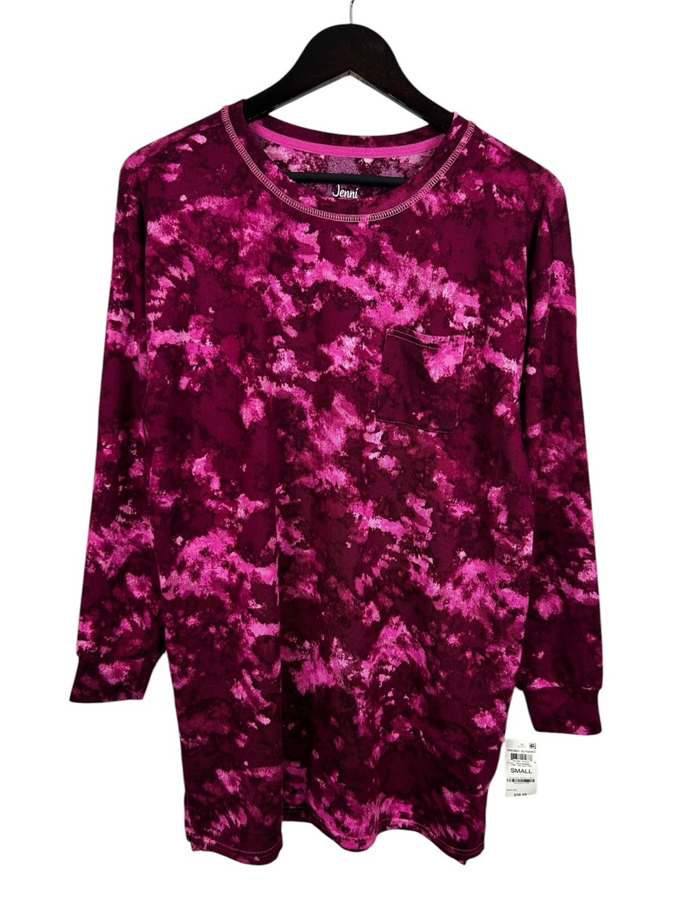 Jenni by Jennifer Moore Women's Pink Tie Dye Sleepshirt Size Small